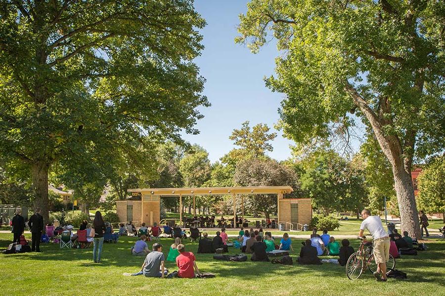 Students gathered at Garden Theatre